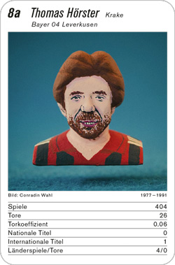 Fussball, DE.1, Karte 8a, Bayer Leverkusen, Thomas Hörster, Illustration: Conradin Wahl.