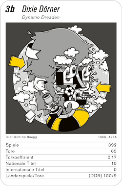 Fussball, DE.2, Karte 3b, Dynamo Dresden, Dixie Dörner, Illustration: Dominik Rüegg.