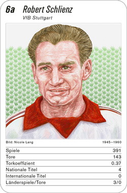 Fussball, DE.2, Karte 6a, VfB Stuttgart, Robert Schlienz, Illustration: Nicole Lang.
