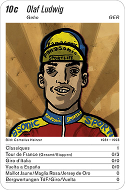 Radsport, Volume 2, Karte 10c, GER/AUT, Olaf Ludwig, Illustration: Cornelius Heinzer.