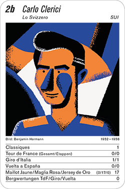 Radsport, Volume 2, Karte 2b, SUI, Carlo Clerici, Illustration: Benjamin Hermann.