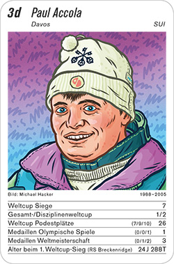 Ski Alpin, Volume 1, Karte 3d, SUI, Paul Accola, Illustration: Michael Hacker.