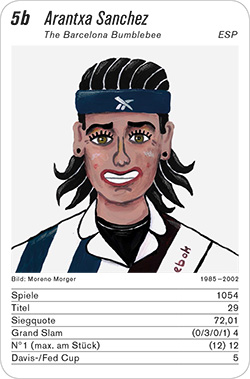 Tennis, Volume 1, Karte 5b, ESP/SRB, Arantxa Sanchez, Illustration: Moreno Morger.